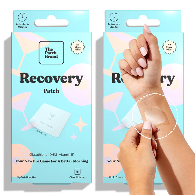 The Patch Brand Recovery Patches | Supports Morning After with Vitamin B1, DHM, Glutathione | Party & Travel Must Haves | Long Lasting Water Resistant Patches