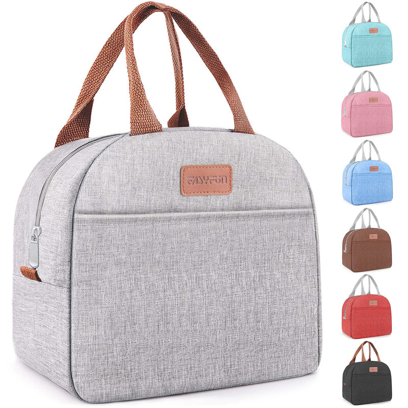 [Australia] - Lunch Bag for Women & Men Adult Insulated Lunch Box, Small Leakproof Cooler Food Lunch Containers Reusable High Capacity Lunch Tote Bags for Work, Travel, Outdoor (Grey) Gray 