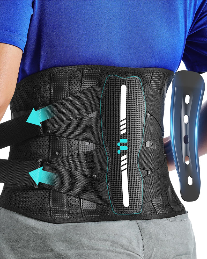 [Australia] - Back Brace for Women Men with Ergonomic Curved Spine Support and Carbon Fibre Splints, Back Brace for Lower Back Pain Relief, Posture, Work, Heavy Lifting, Sciatica, Herniated Disc L 