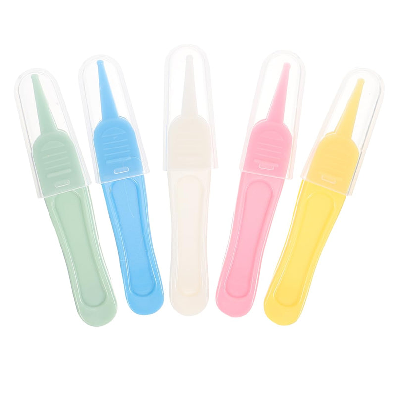 [Australia] - 5pcs Infant Nose Cleaning Tweezer Plastic Round Head Care Ear Nose Navel Clean Tool Nipper Plier Pincet Forceps for Ear Wax Removal Tool 