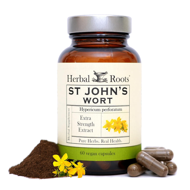 [Australia] - Herbal Roots St Johns Wort Capsules | 450 mg per serving | Pure St. John’s Wort with No Binders or Fillers Non GMO | 60 Vegan Capsules 