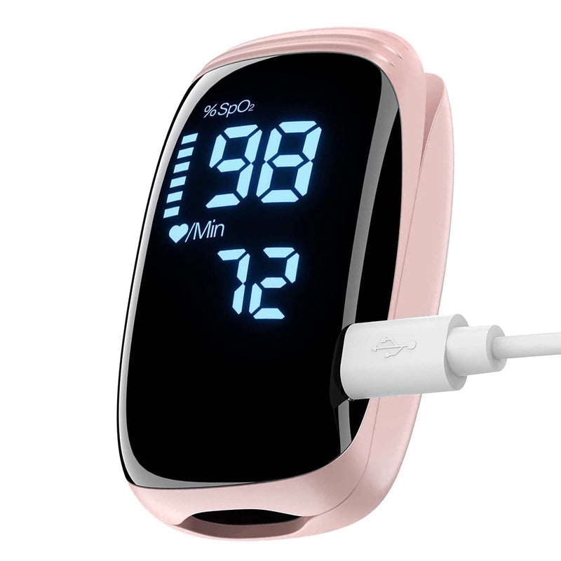 [Australia] - Pulse Oximeter Fingertip with Rechargeable, Oxygen Meter Finger Pulse Oximeter, Rechargeable Pulse Oximeter, Accurate Fast Oximetry SpO2 Reading for Outdoor Sports Home Wide Use (Pink) 