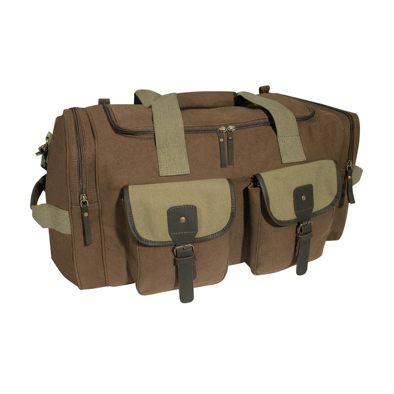 Rothco Canvas Medic Bag Crossbody Shoulder Bag with Leather Closing Straps Brown