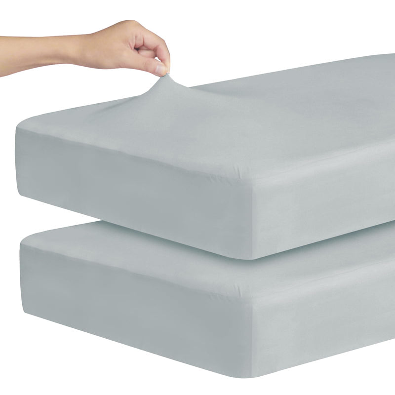 [Australia] - Stretchy Crib Sheets for Boys Girls, 2 Pack Baby Crib Sheets Fitted for Standard Crib and Toddler Bed Mattress 52" x 28", Soft and Breathable Fitted Crib Sheets Neutral, Grey 
