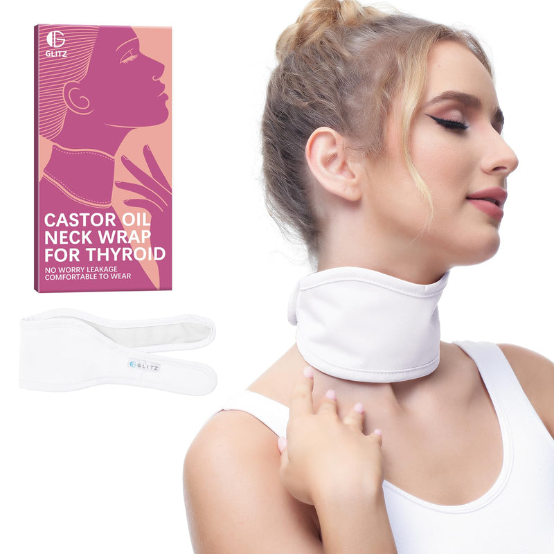 [Australia] - Castor Oil Pack for Thyroid - Reusable Organic Castor Oil Neck Wrap for Thyroid, Less Mess, Anti Oil Leak, Comfort Fit, Oil Not Included (White) White - 1 Pack Thyroid Neck Wrap 