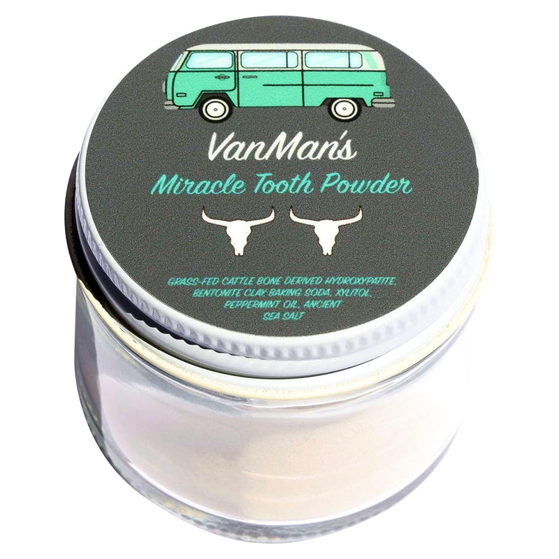 Vanman’s - Mint and Bone Tooth Powder Toothpaste - Remineralizing Tooth Powder with Cattle Bone Derived Hydroxyapatite, Bentonite Clay, Peppermint Oil and Baking Soda - 2.2 oz Miracle Tooth Powder - Mint-Bone 2.2 Ounce (Pack of 1)