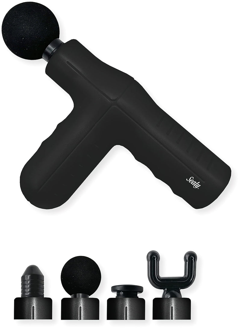 [Australia] - Sealy SL-HW-MA-101-BK Dual Grip Mini Massager, Black; 5-Speed high-Frequency Vibration; 4 Interchangeable Massage Heads; Dual Grip Handles; 4-Hour Charge Time; Rubberized Coating; Noiseless Operation 
