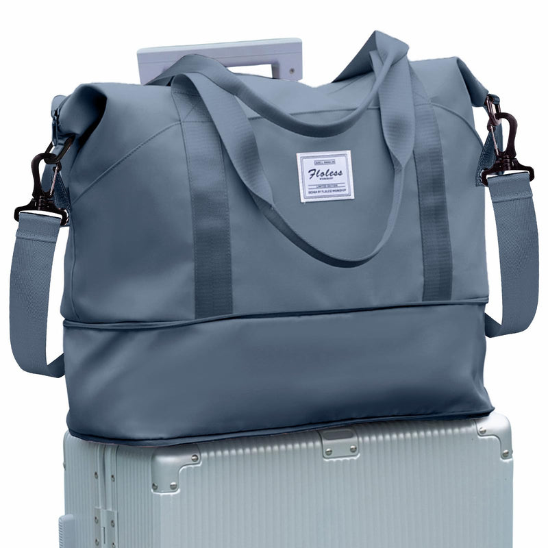 Travel Duffel Bag, Sports Tote Gym Bag, Shoulder Weekender Overnight Bag for Women B62-jewel Blue-expandable X-large
