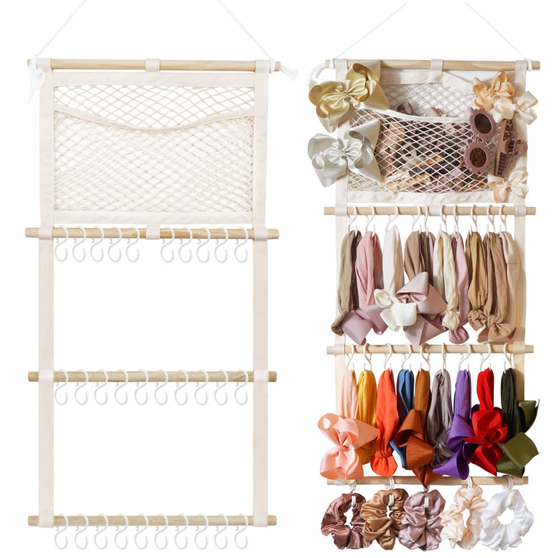 [Australia] - kangaroo Headband Holder Hair Bows Organizer for Baby Girls Large Capacity Bow Holder Hair Accessories Wall Hanging Organizer for Toddler Baby Girl Nursery Room Decor (White) White 