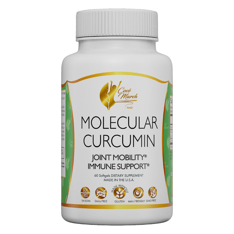 [Australia] - Coco March Molecular Curcumin - 180x Higher Absorption Joint, Mobility and Immune Support, Gluten Free, Soy Free, Dairy Free, Keto Friendly, GMO Free, 1000 mg per Serving, 60 Softgels 