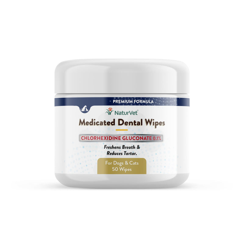 NaturVet Medicated Dental Wipes for Dogs & Cats 50 Count - PawsPlanet Australia