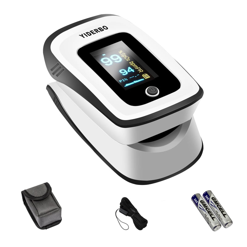 [Australia] - Pulse-Oximeter Fingertip-Finger Pulse-Oximeter o2-SpO2 - Batteries 2 AAA Included Lanyard OLED Screen YIDERBO Black 