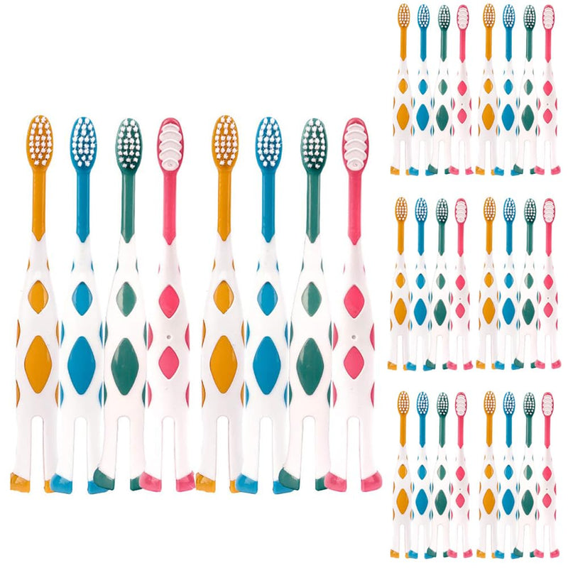 [Australia] - 32 Packs Kids Toothbrush Set, Lovely Little Deer Soft Toothbrush for Kids 2-8 Years (Pink&Orange&Blue&Green) 32pack-deer 