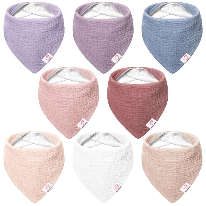 [Australia] - Muslin Baby Bibs 8 Pack 100% Cotton Baby Bandana Drool Bibs for Unisex Baby Girls Boys Drooling and Teething Summer Berry 
