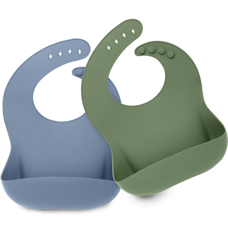 [Australia] - KeaBabies 2-Pack Silicone Bibs For Babies, Silicone Baby Bibs for Eating, Food-Grade Pure Silicone Bib, Toddler Bibs, Waterproof Bibs, Feeding Bibs, Silicon Bibs for Toddlers, Boys, Girls (Slate) Slate 