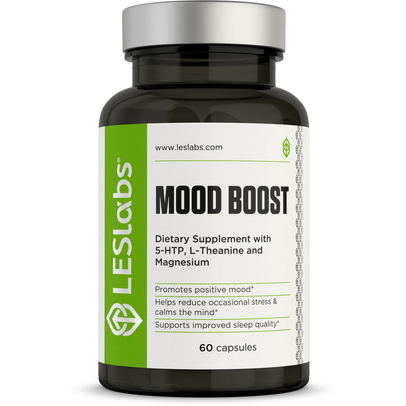 [Australia] - LES Labs Mood Boost – Stress Relief, Mood Support, Deep Relaxation & Better Sleep – 5-HTP, Ashwagandha, Rhodiola Rosea, Magnesium, L-Theanine & GABA – Non-GMO Supplement – 60 Capsules 