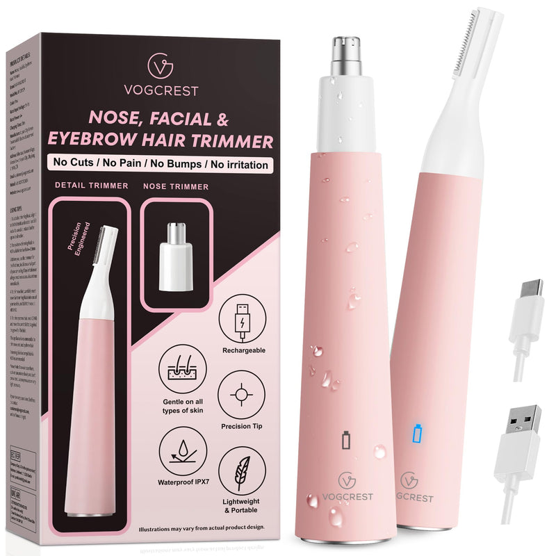 [Australia] - VG VOGCREST Nose Hair Trimmer for Women, Portable, Waterproof, Rechargeable, 2-in-1 Trimmer, Easy to Clean, Suitable for Sensitive Skin 