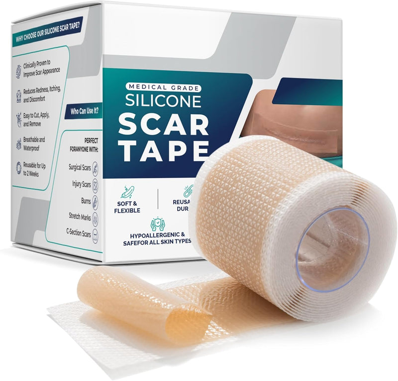 [Australia] - Silicone Scar Sheets, Silicone Scar Tape(1.6”x 60” Roll-1.5M), Silicone Scar Strips, Professional Scar Removal Sheets for Surgical Scars, Keloid, C-Section, Burn et 