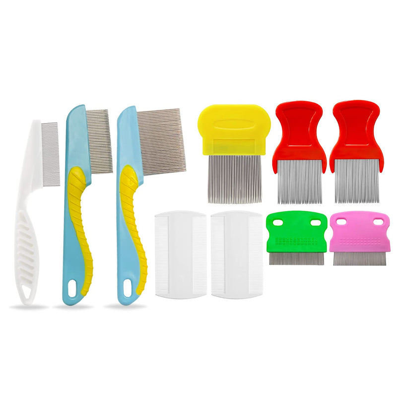 [Australia] - 10 Pieces Hair Nit Combs Remove Head Nits Fine Stainless Steel Teeth Head Nit Comb For Pets Kids And Adults 