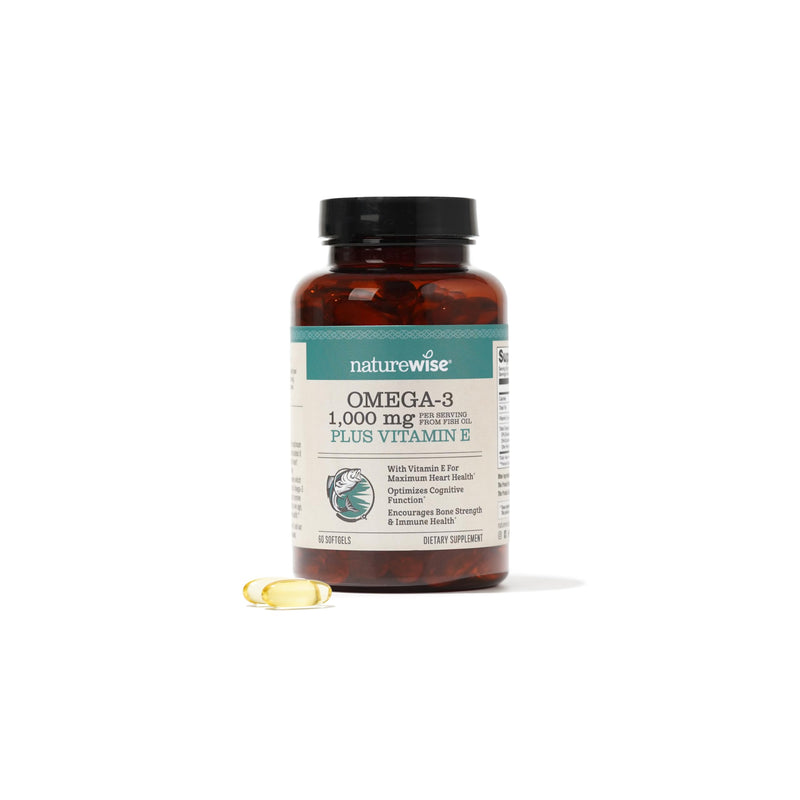 [Australia] - NatureWise Extra-Strength Omega 3 Fish Oil Supplement - 1000mg per Serving - 600 EPA & 400 DHA and Vitamin E - Support for Heart & Brain Health - Lemon Flavor, Non-GMO - 60 Softgels[1-Month Supply] 60 Count (Pack of 1) 