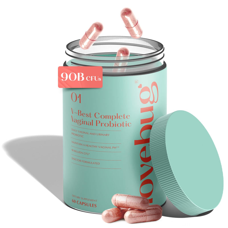 [Australia] - Lovebug V-Best Vaginal Probiotics - 90 Billion CFU Womens Probiotic for PH Balance, Urinary Tract Health, BV & Odor, Probiotics for Women with Lactobacillus Acidophilus, Rhamnosus GG, Reuteri - 60 Ct 