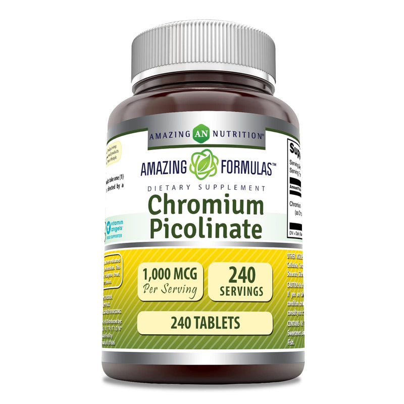 [Australia] - Amazing Formulas Chromium Picolinate | 1000 Mcg Tablets Supplement | Non-GMO | Gluten Free | Made in USA (1 Pack, 240 Count) 