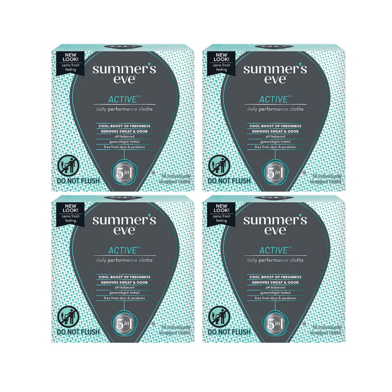 [Australia] - Summer’s Eve Active Daily Perfomance Feminine Wipes, pH balanced, 14 Count (Pack of 4) Eucalyptus 14 Count (Pack of 4) 