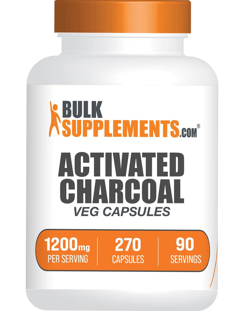 [Australia] - BulkSupplements.com Activated Charcoal Capsules - Coconut Charcoal, Activated Charcoal for Kidney Support, Activated Charcoal Pills - Vegan, 3 Capsules per Serving (1200mg), 270 Veg Capsules 