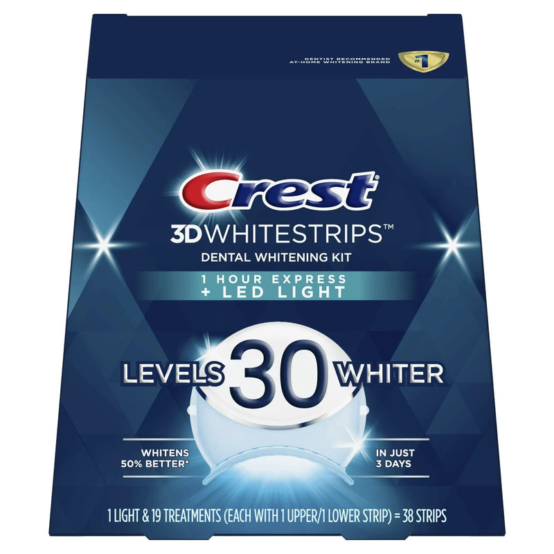 [Australia] - Crest 3DWhitestrips 1 Hour Express + LED Light Teeth Whitening Kit, 19 Treatments 