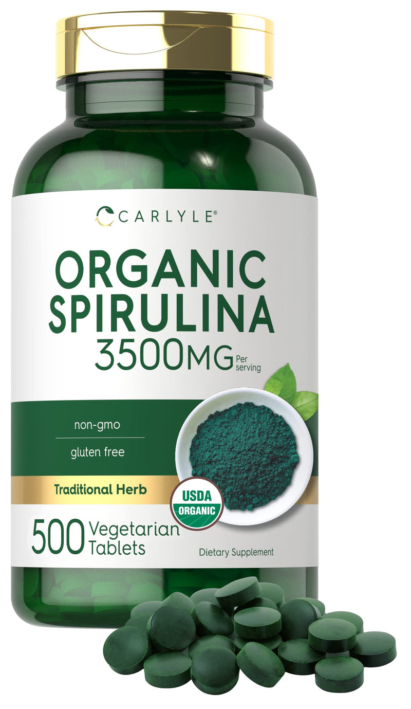 [Australia] - Carlyle Organic Spirulina Tablets 3500mg | 500 Count | Non-GMO & Gluten Free Supplement 