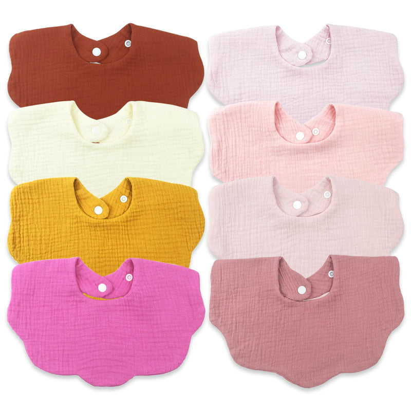 [Australia] - Muslin Baby Drooling Bibs Unisex Soft & Absorbent Multi-Layer Baby Bibs for Drooling and Teething Boys Girls Flower-8 