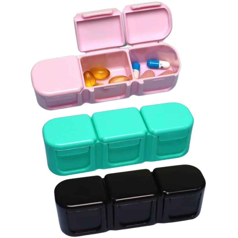 3 Pieces Pill Organizer, 3 Timer Daily Moisture Proof Pill Box Pocket Purse Portable Travel Vitamin Container Medicine Case 3pcs 3 Timer Daily Pill Case