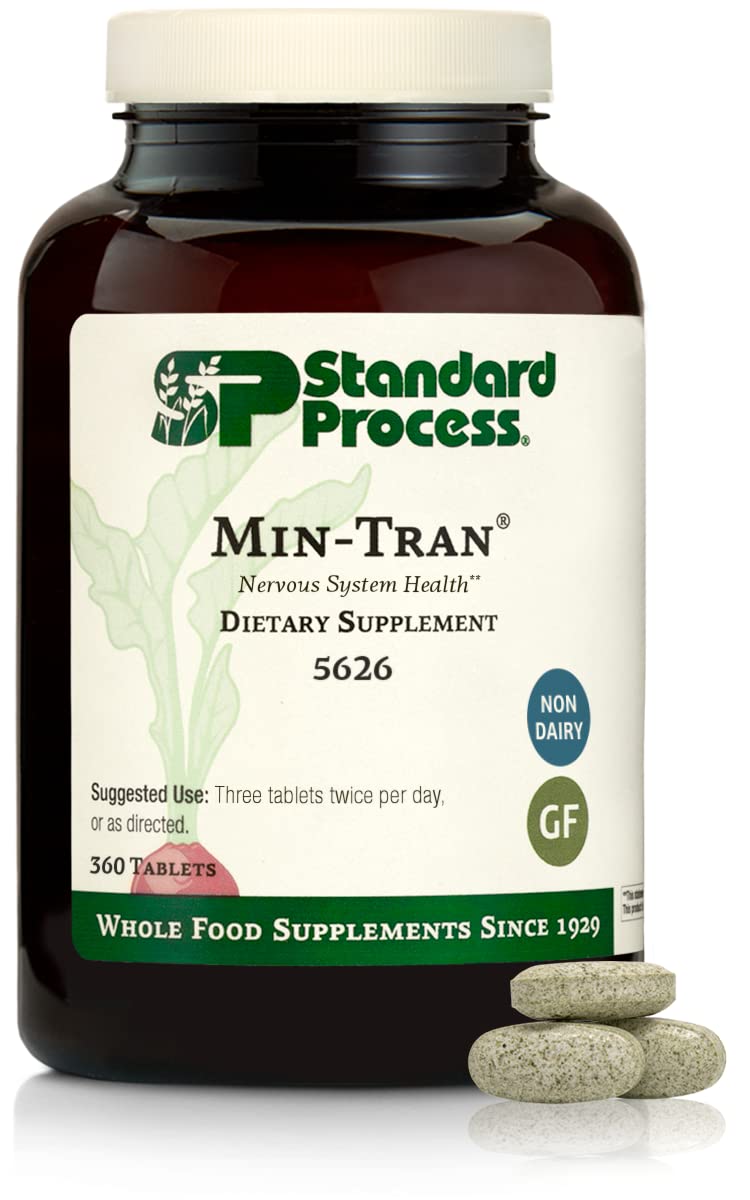 [Australia] - Standard Process Min-Tran - Nervous System Health Supplement - Good Source of Magnesium - Supports Sleep Pathways & a Healthy Stress Response - Gluten-Free, Non-Dairy & Non-Soy - 360 Tablets 360 Count (Pack of 1) 