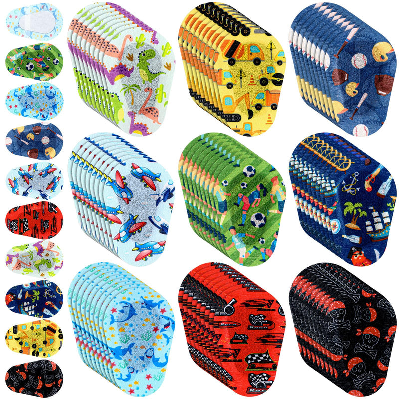 [Australia] - 90 Pcs Adhesive Eye Patches for Kids Boys 9 Styles Eye Patches Latex Free Eye Pad Bulk Light Blocking Fun Cute Boys Designs Cotton Adhesive Bandages for Boys Toddler 90 