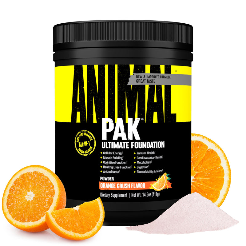 Animal Pak - Convenient All-in-One Vitamin & Supplement Powder, Orange Crush - Zinc, Vitamins C, B, D, Amino Acids, Immune Support, Digestive Enzymes - Daily Multivitamin for Women & Men - 60 Scoops 30 Servings (Pack of 1)