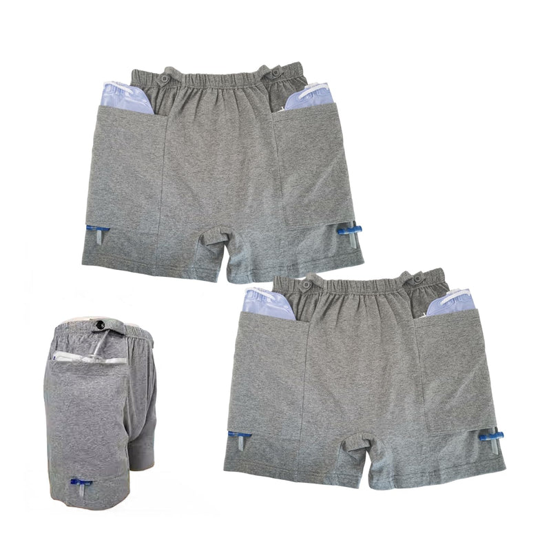 [Australia] - 2 PCS Postoperative Care Ostomy Stoma Shorts for Nephrostomy Bag and Catheter Leg Bag, Comfortable, Machine Washable Large 