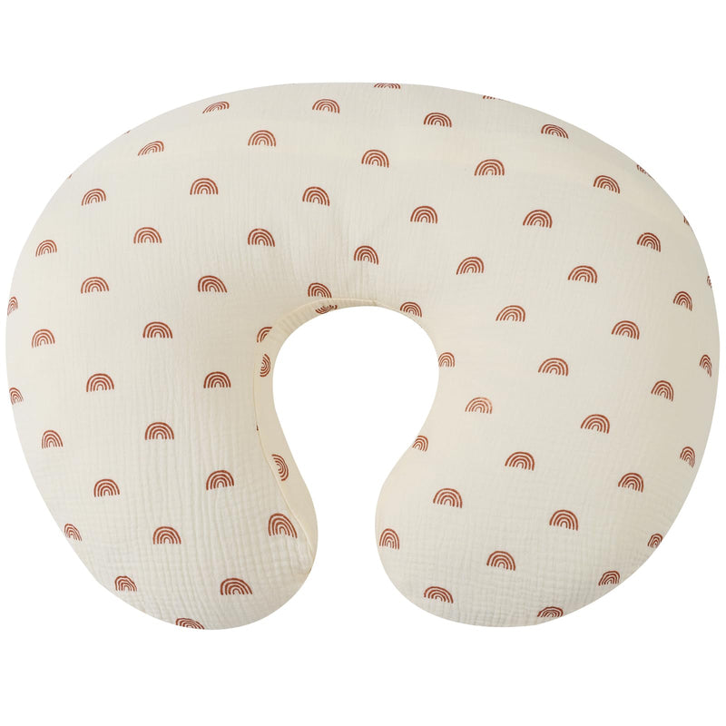 [Australia] - Muslin Nursing Pillow Cover Soft 100% Cotton Feeding Pillow Slipcover Fits Standard Infant Nursing Pillow or Positioner for Boy and Girl, Rainbow Printing 