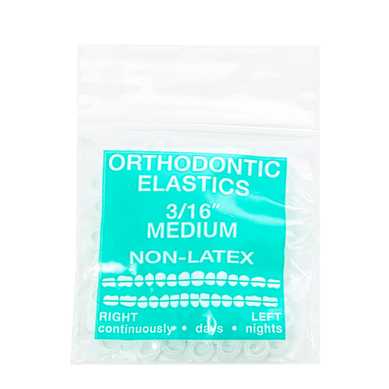 [Australia] - JMU Orthodontic Elastics 3/16 Medium 4.5oz 100 pack Intraoral Elastic Bands Latex Free Dental Rubber Bands Made in USA 100 Pack-Clear 