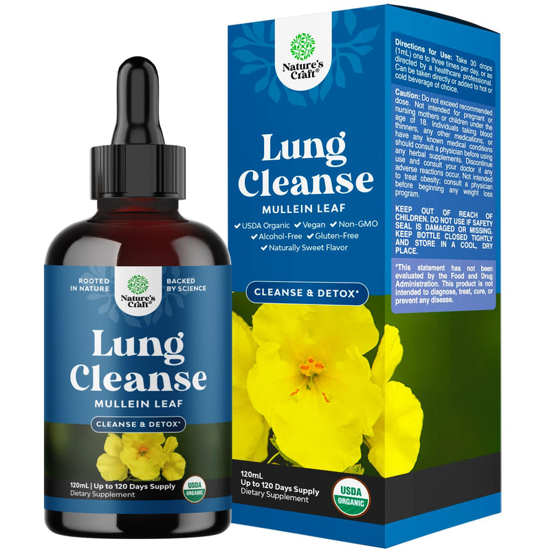 [Australia] - USDA Organic Mullein Leaf Drops - Herbal Lung Detox & Cleanse Marshmallow Root & Mullein Tincture Lung Support Supplement - Mullein Leaf Extract Respiratory Supplement for Sinus Immunity & Breathing 4 Fl Oz (Pack of 1) 