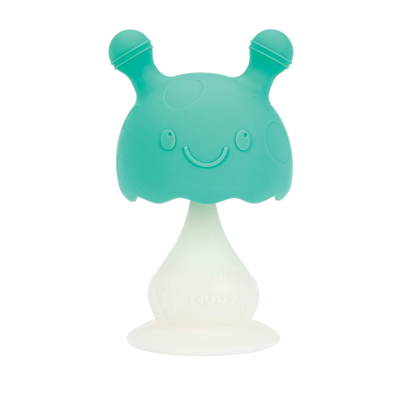 [Australia] - Nuby Super Soft Silicone Teether with Suction Base - Visually Stimulating and Easy to Grasp Toy for Baby Teething Relief - 3+ Months 