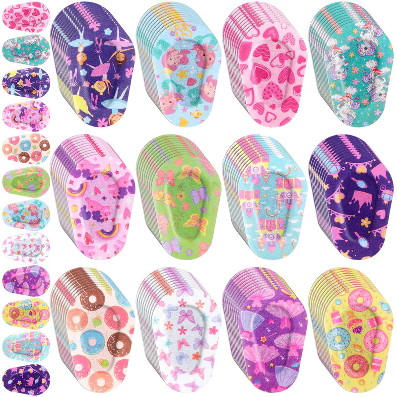 [Australia] - Panelee 120 Pcs Adhesive Eye Patches for Kids Girls Toddler Eye Patches Bulk Breathable Material, Light Blocking Cotton Colorful and Fun Designs Adhesive Bandages for Girls, 12 Styles 