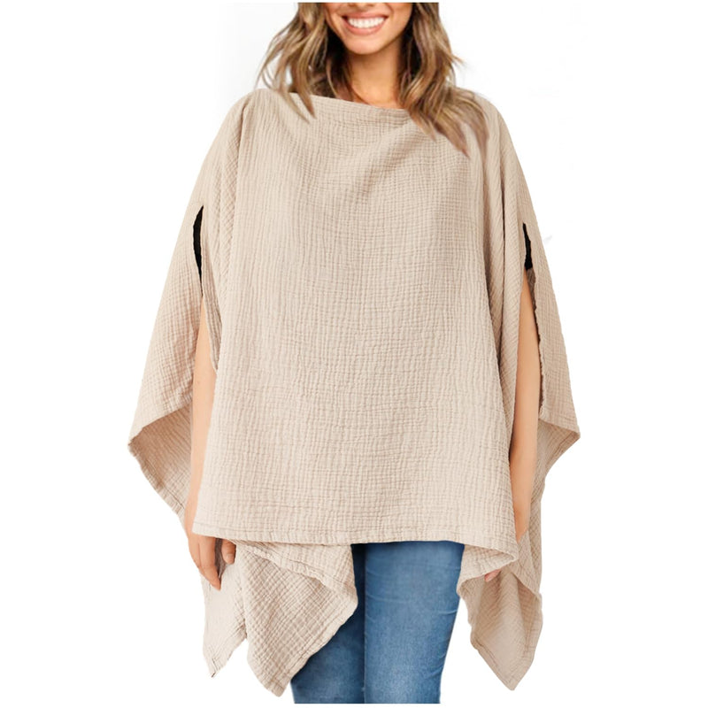 [Australia] - Konssy Muslin Nursing Cover for Breastfeeding, 360° Full Privacy Breathable 100% Cotton Breastfeeding Cover, Multi-use Carseat Canopy Wheat 