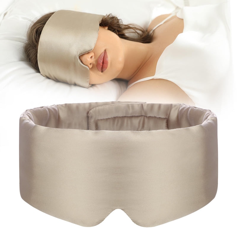 [Australia] - 100% Mulberry Silk Sleep Mask Eye Mask for Women Man with Adjustable Band, for Side Sleeper Blackout Sleep Mask for Travel Rest and Office Large Size (Taupe) Taupe 