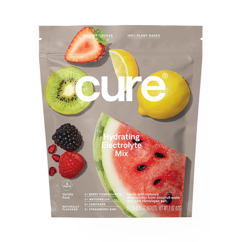 [Australia] - Cure Hydrating Plant Based Electrolyte Mix | Electrolyte Powder for Dehydration Relief | Made with Coconut Water | No Added Sugar | Vegan | Paleo Friendly | 8 Servings Variety Pack 8 Pack 