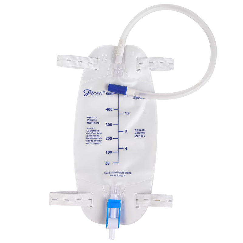 [Australia] - 3 Pack Easy-Tap Catheter Leg Bag Urinary Drainage Bag, 500ml, Anti-Reflux Valve, Cloth Straps, Easy Flip Drain ，18” Tubing 