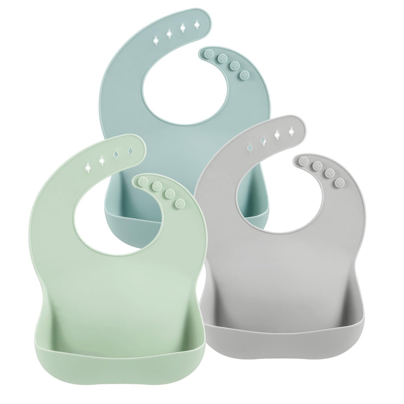 [Australia] - PandaEar 3 Pack Silicone Baby Bibs for Boys Girls| Waterproof Toddler Bibs| Adjustable Unisex Baby Bibs for Eating| BPA Free Soft Durable Silicone Bibs with Large Food Catcher 