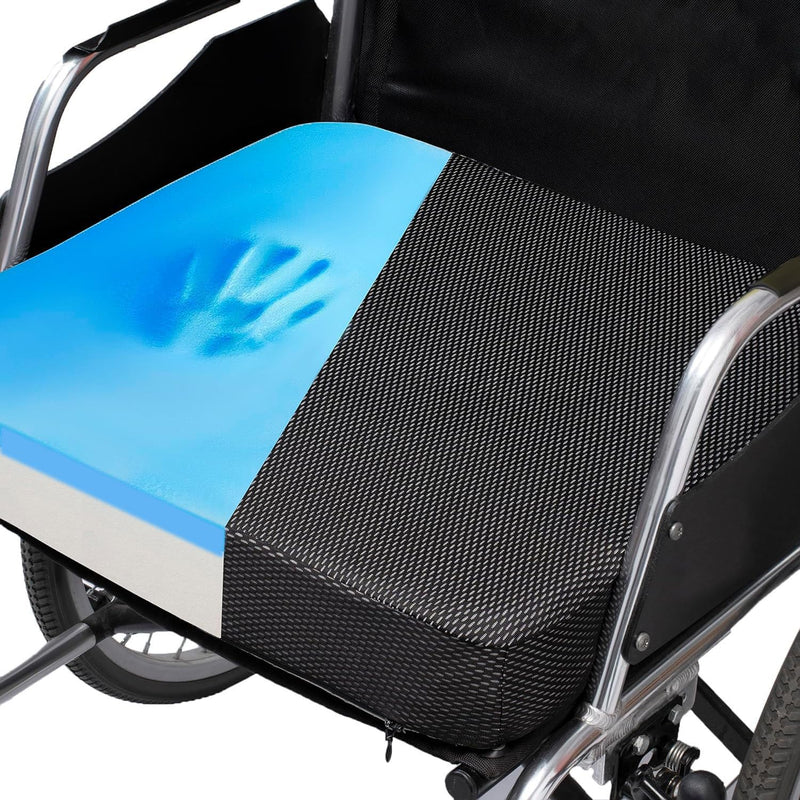 [Australia] - CYLEN Ifoam Gel Infused Memory Foam Layer Wheelchair Cushion - Seat Cushion for Wheelchair-Office Chair, Kitchen Chair, Car Seats-Pressure Sore and Tailbone Pain Relief-High Dense Polyfoam Base(Black) Black 