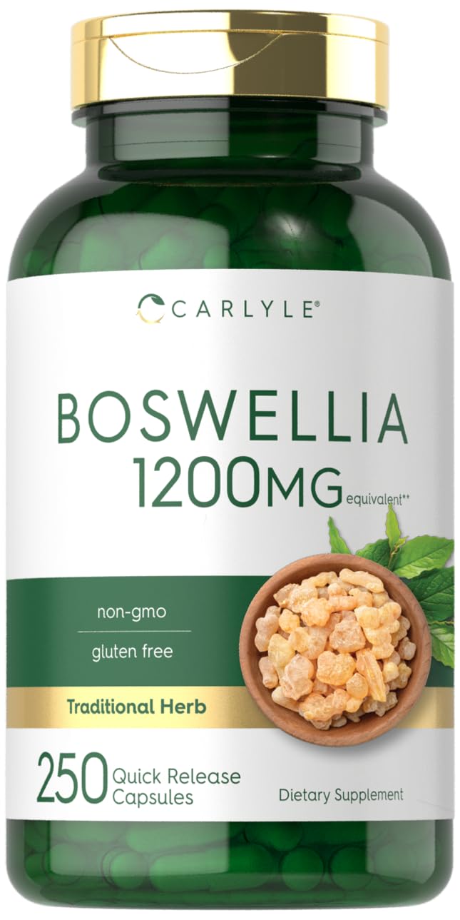 [Australia] - Carlyle Boswellia Extract Capsules 1200mg | 250 Count | Boswellia Serrata Complex with Black Pepper Extract | Non-GMO, Gluten Free Supplement 