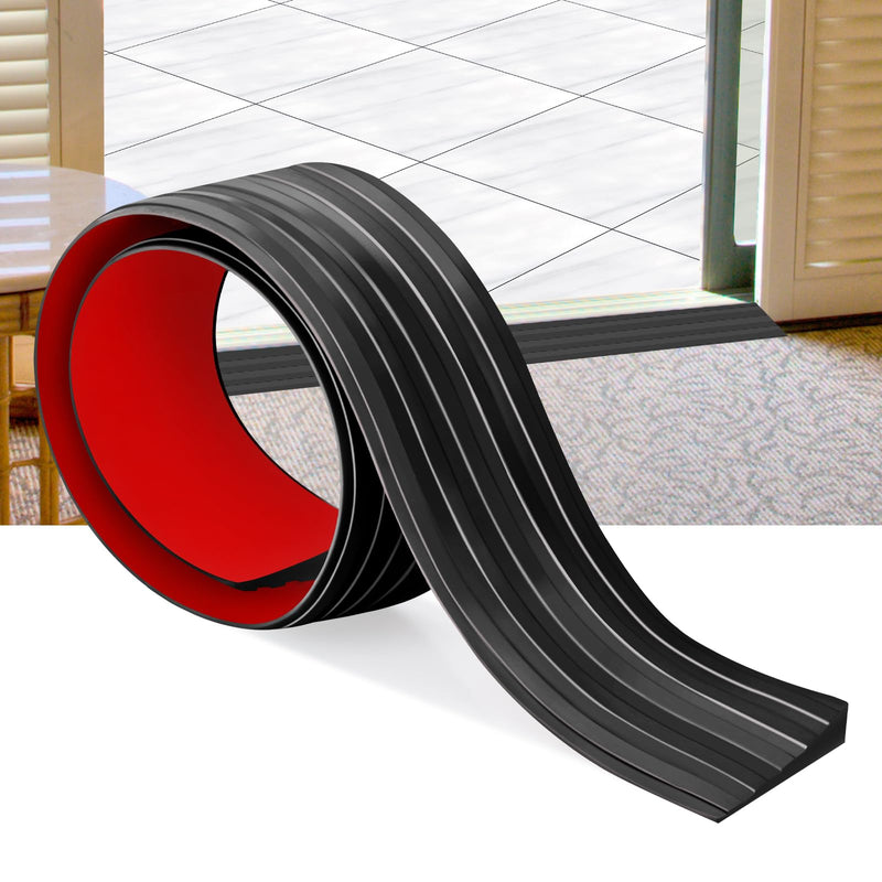 [Australia] - Rubber Door Threshold Ramp Self-Adhesive Rubber Ramp for Door Threshold 2/5 Inch Rise for Wheelchair Scooter Doorway Floor Tile Threshold Transition Strip Reducer (Black, 2 in Wide x 3.3 Ft Long) 2/5”Rise - 3.3Ft Long Black 