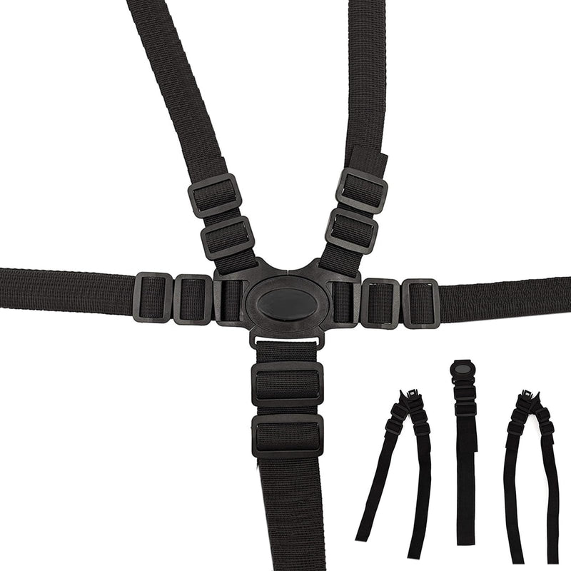 [Australia] - 5 Point Seat Belt Safety Strap Belt for Stroller Pushchair Pram Buggy Safe Protection, Adjustable High Chair Baby Straps, Safety Strap Belt Black 